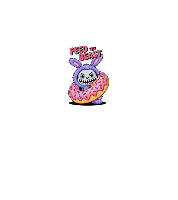 Feed the beast model alb pe tricou