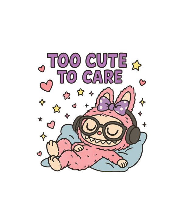 Too cute to care model alb pe tricou