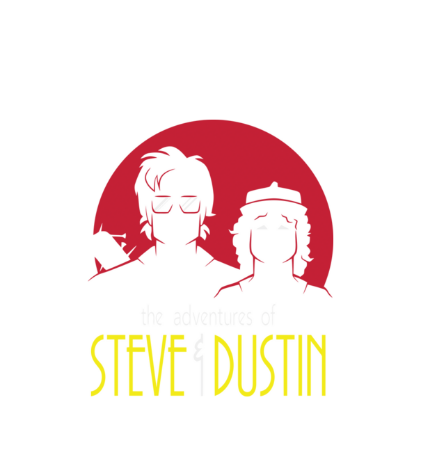 steve and dustin model alb pe tricou