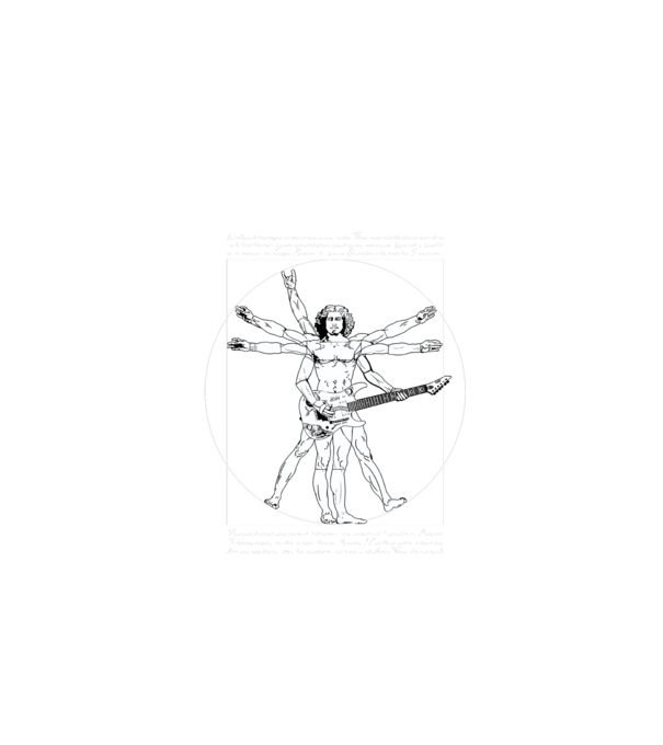 Vitruvius Guitar model negru pe tricou