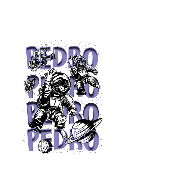 SPACE PEDRO model alb pe tricou