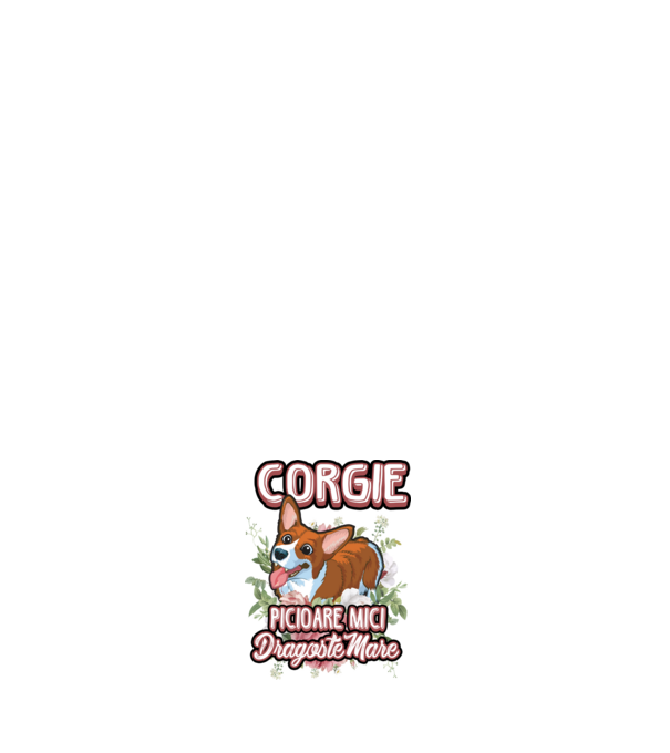corgie : picioare mici dragoste mare model negru pe tricou