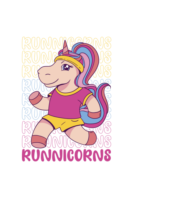 Runnicorns model negru pe tricou