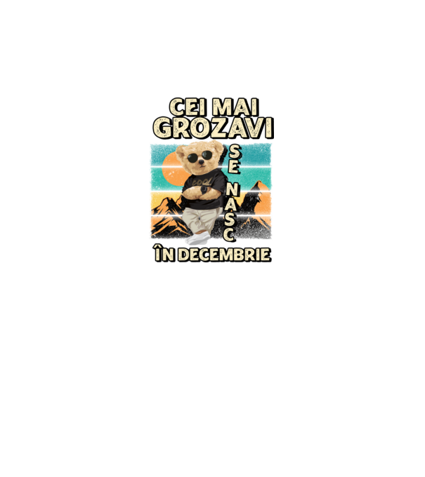RETRO teddy DECEMBRIE model negru pe tricou