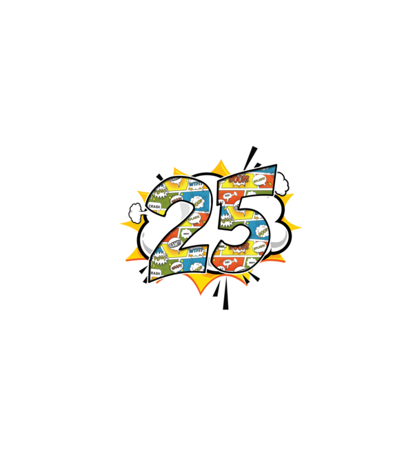Birthday Comic Number 25 model albastru închis pe tricou