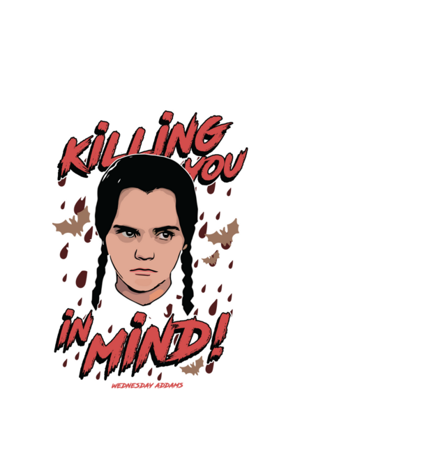 WEDNESDAY Killing You in my mind model alb pe tricou