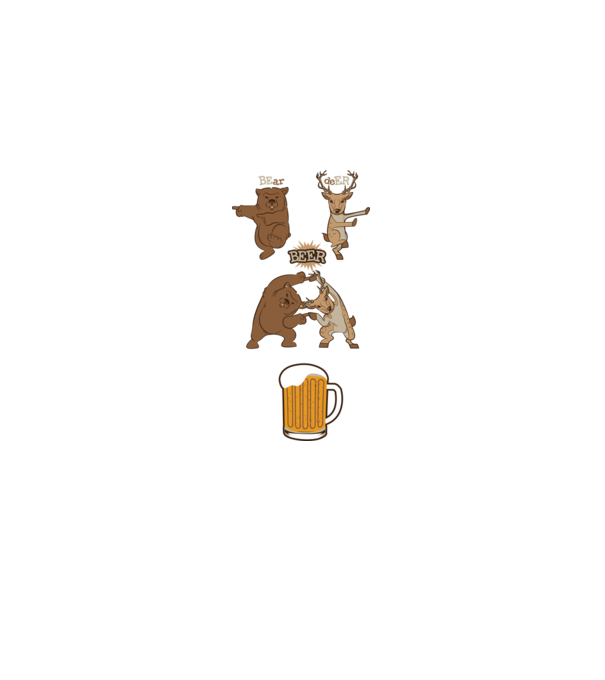 Bear deer beer model alb pe tricou