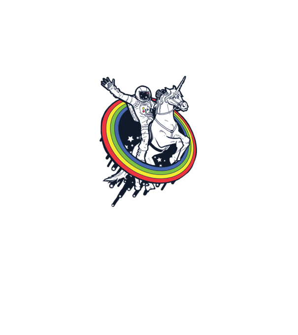 Unicorn Spaceman model albastru jeanși pe tricou