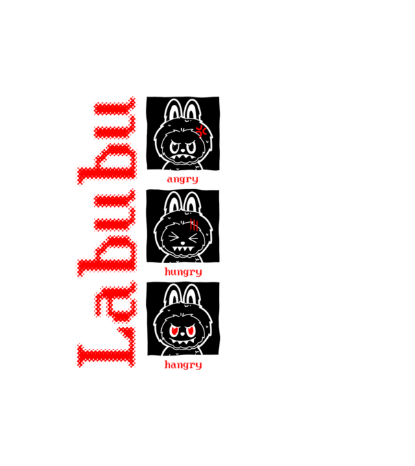 Labubu moods model alb pe tricou