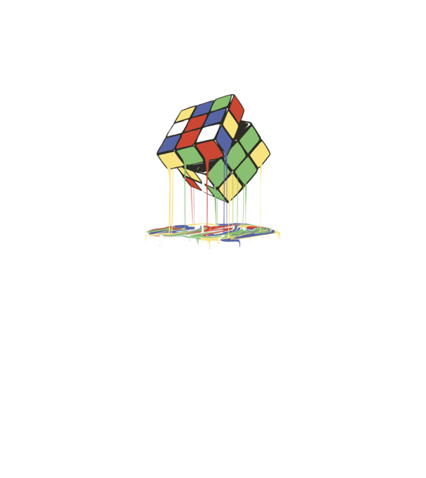 Melting Rubik cube model negru pe tricou