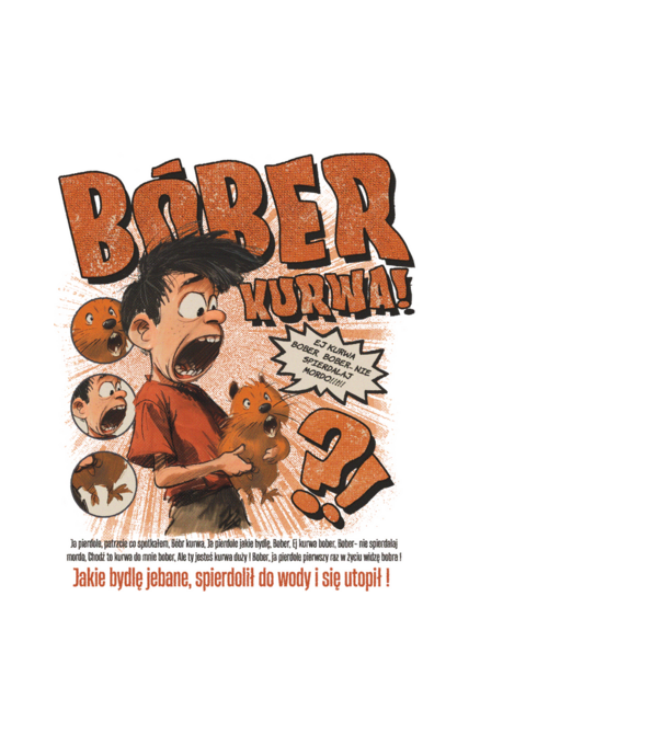 Bobr Kurwa comic model alb pe tricou