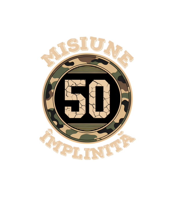 Misiune împlinită 50 model negru pe tricou