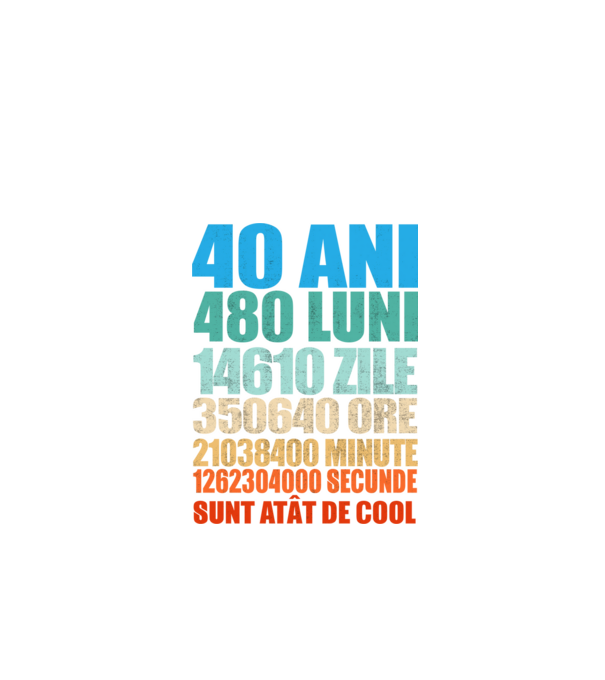 De 40 ani - luni - zile - ore - minute - secunde - sunt atât de cool model negru pe tricou