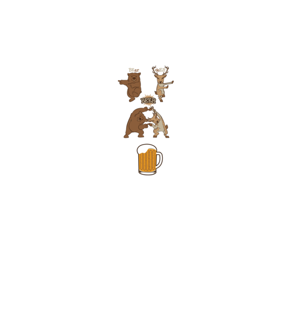 Bear deer beer model alb pe tricou