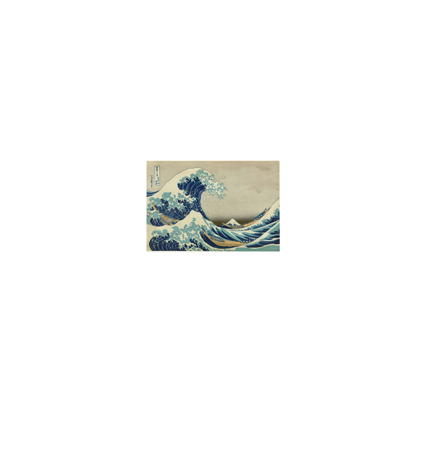 Great Wave of Kanagawa mască model alb pe tricou