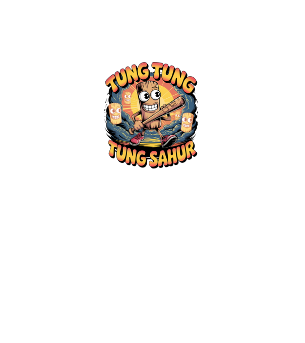 Tung Tung Tung Sahur Retro model negru pe tricou