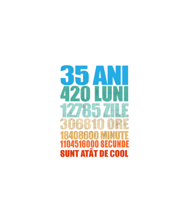 De 35 ani - luni - zile - ore - minute - secunde - sunt atât de cool model negru pe tricou