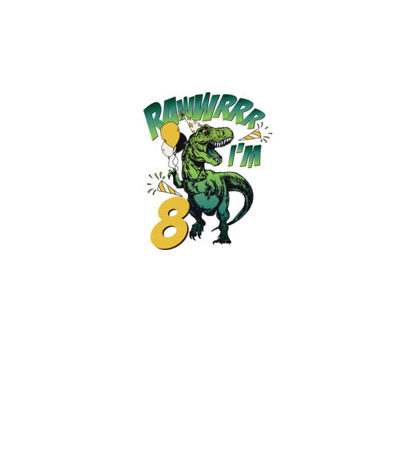 'Birthday Dinosaur rawww i''m 8' model gri pe tricou