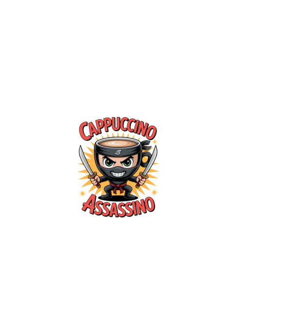 Cappuccino Assasino model negru pe tricou