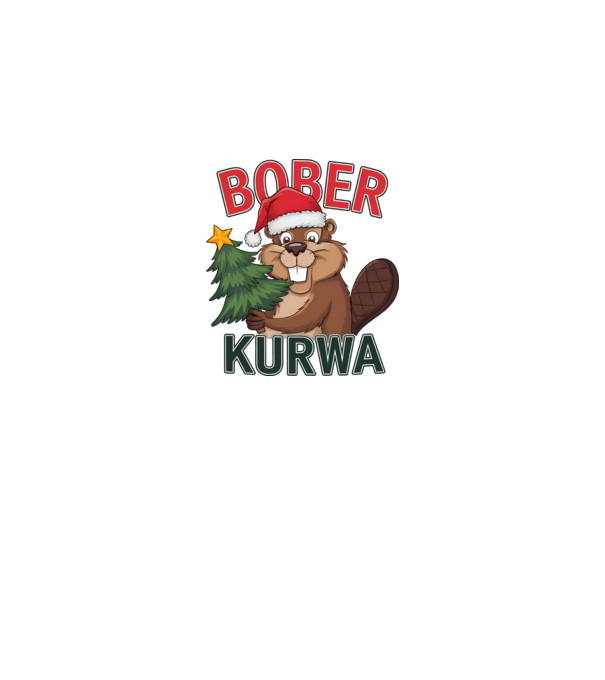 Bober kurwa Christmas model alb pe tricou