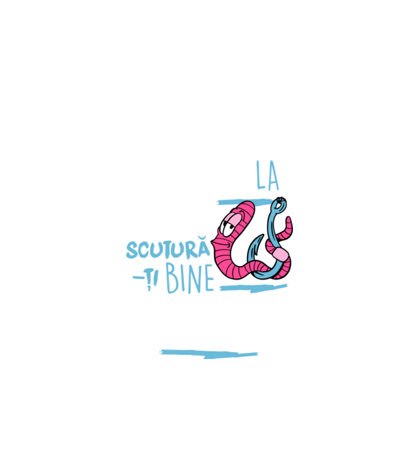 Secretul la pescuit scutură-ți bine viermele model negru pe tricou