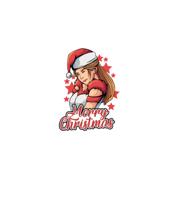 Merry christmas santa girl model negru pe tricou