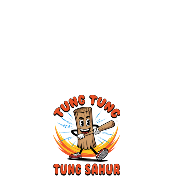 Tung Tung Tung Sahur drăguț model alb pe tricou