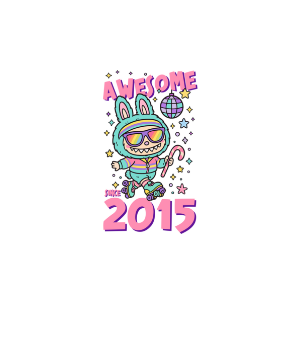 Awesome since 2015 - Labubu model turcoaz pe tricou