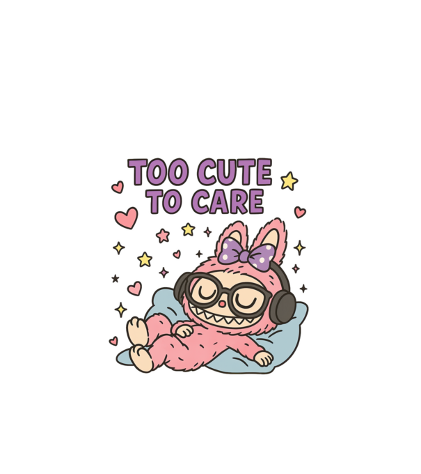 Too cute to care model negru pe tricou