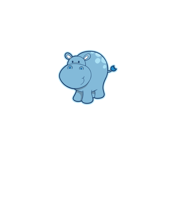Cartoon hippo model negru pe tricou