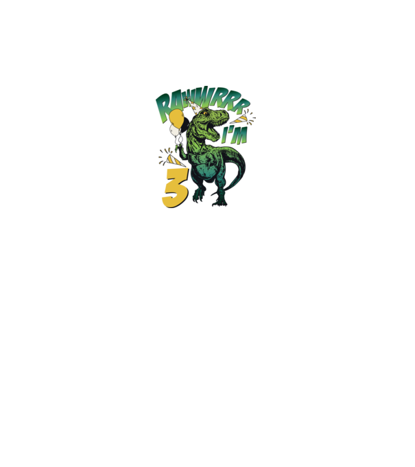 'Birthday Dinosaur rawww i''m 3' model alb pe tricou