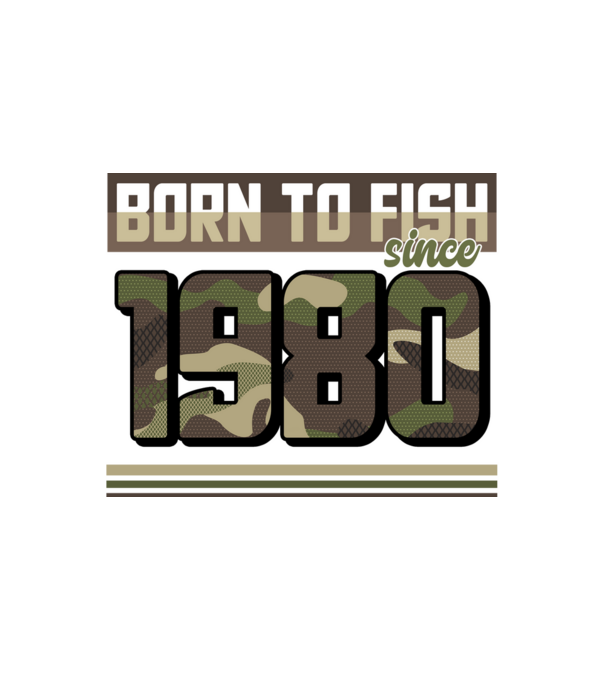 Born to fish since 1980 model alb pe tricou