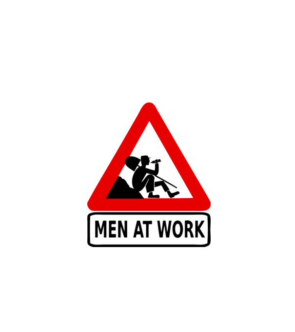 men at work model gri pe tricou