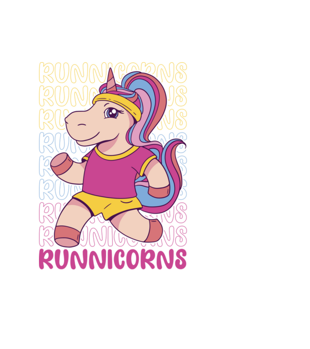 Runnicorns model negru pe tricou