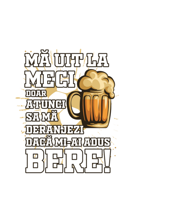 Mă uit la meci model alb pe tricou