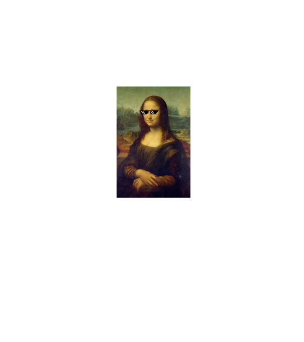 Mona Lisa Deal with it model albastru jeanși pe tricou