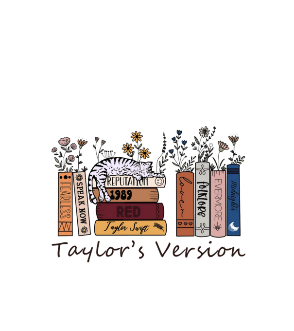 Eras tour books color cat model alb pe tricou
