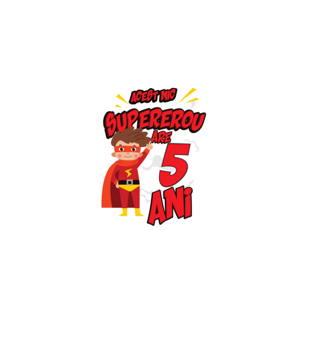 Acest mic supererou are 5 ani model negru pe tricou