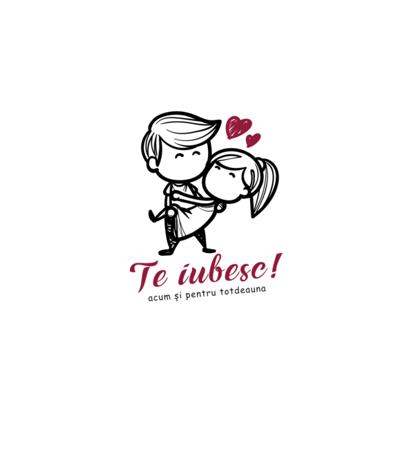 te iubesc! model alb pe tricou