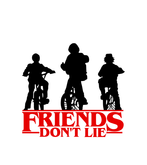 friends dont lie bicycle model alb pe tricou