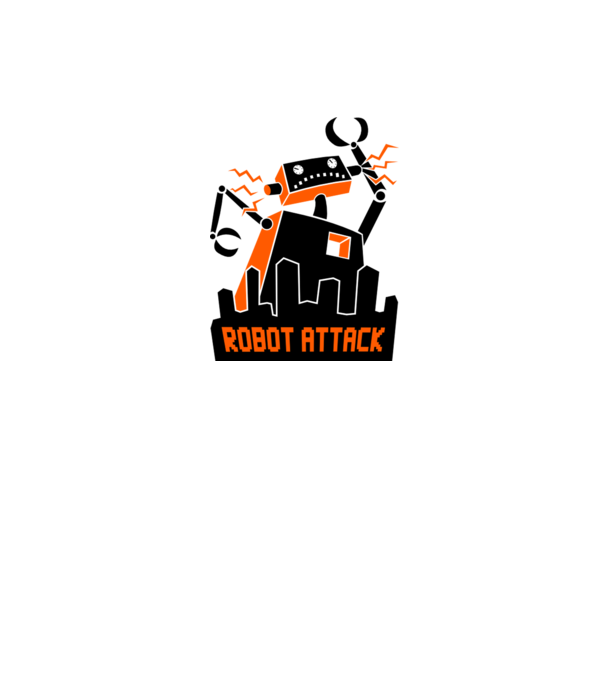 Robot Attack model alb pe tricou