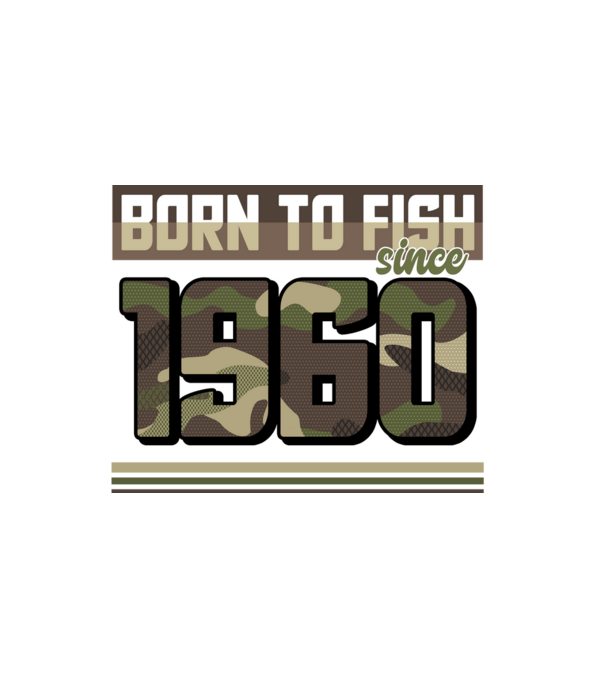 Born to fish since 1960 model alb pe tricou