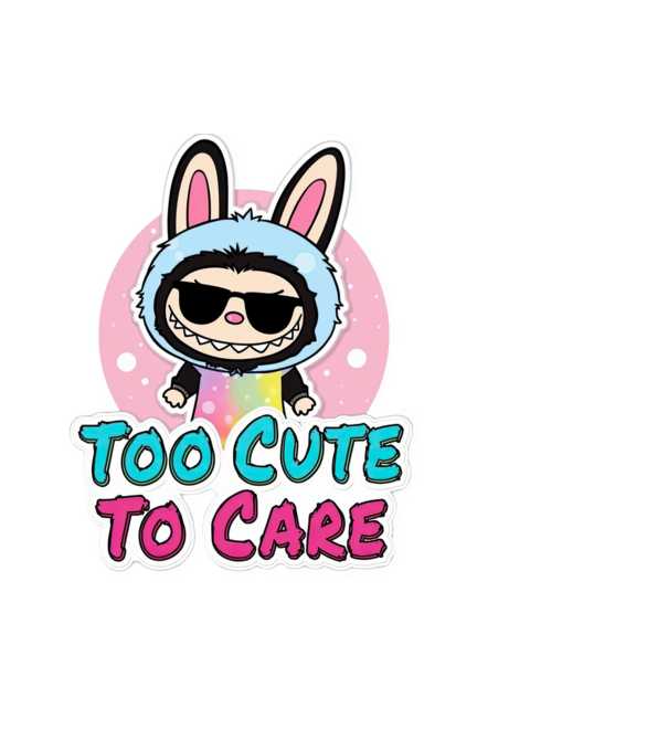Too cute to care model negru pe tricou