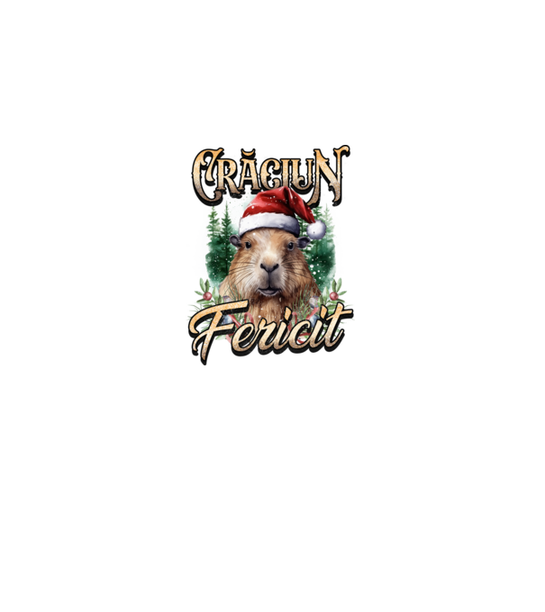 Capybara christmas model negru pe tricou