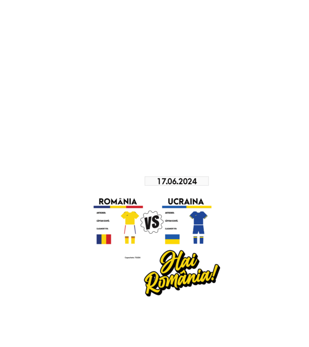 ROU-UKR euro 2024 calendar model negru pe tricou