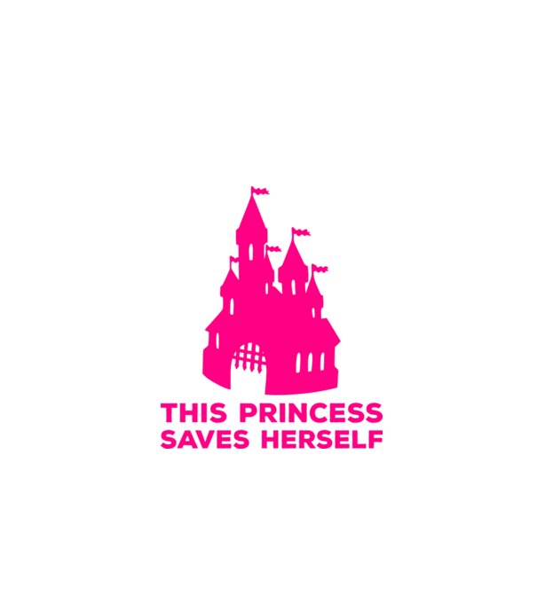 This princess saves herself model negru pe tricou