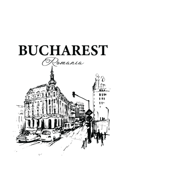 România Bucharest vintage model alb pe tricou
