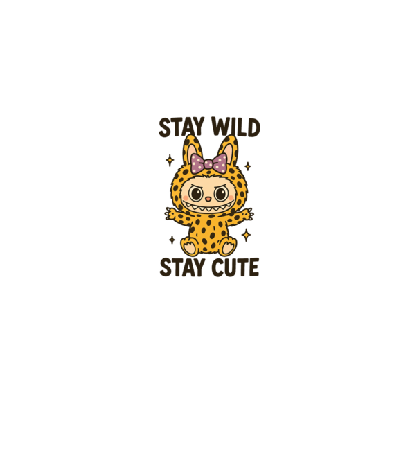 Stay wild - Labubu model alb pe tricou