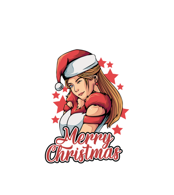 Merry christmas santa girl model alb pe tricou