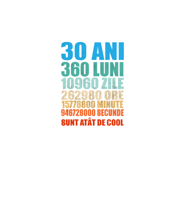 De 30 ani - luni - zile - ore - minute - secunde - sunt atât de cool model negru pe tricou